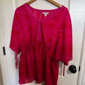 The Pioneer Woman Fuchsia Pink Abstract Empire Waist Blouse